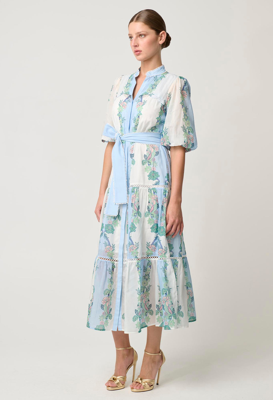 Kaylani Cotton Silk Maxi Dress in Paradi Flè Print