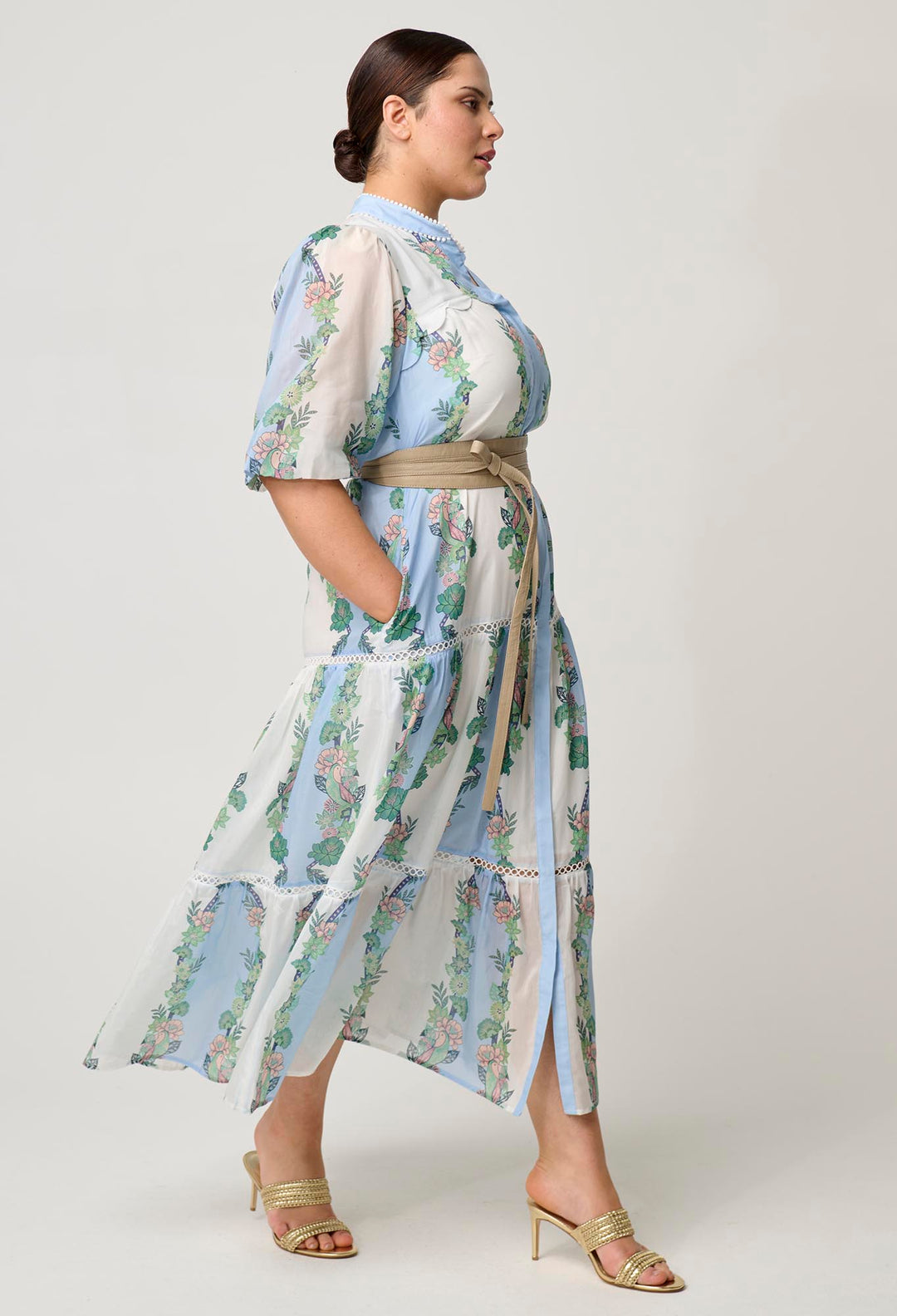 Kaylani Cotton Silk Maxi Dress in Paradi Flè Print