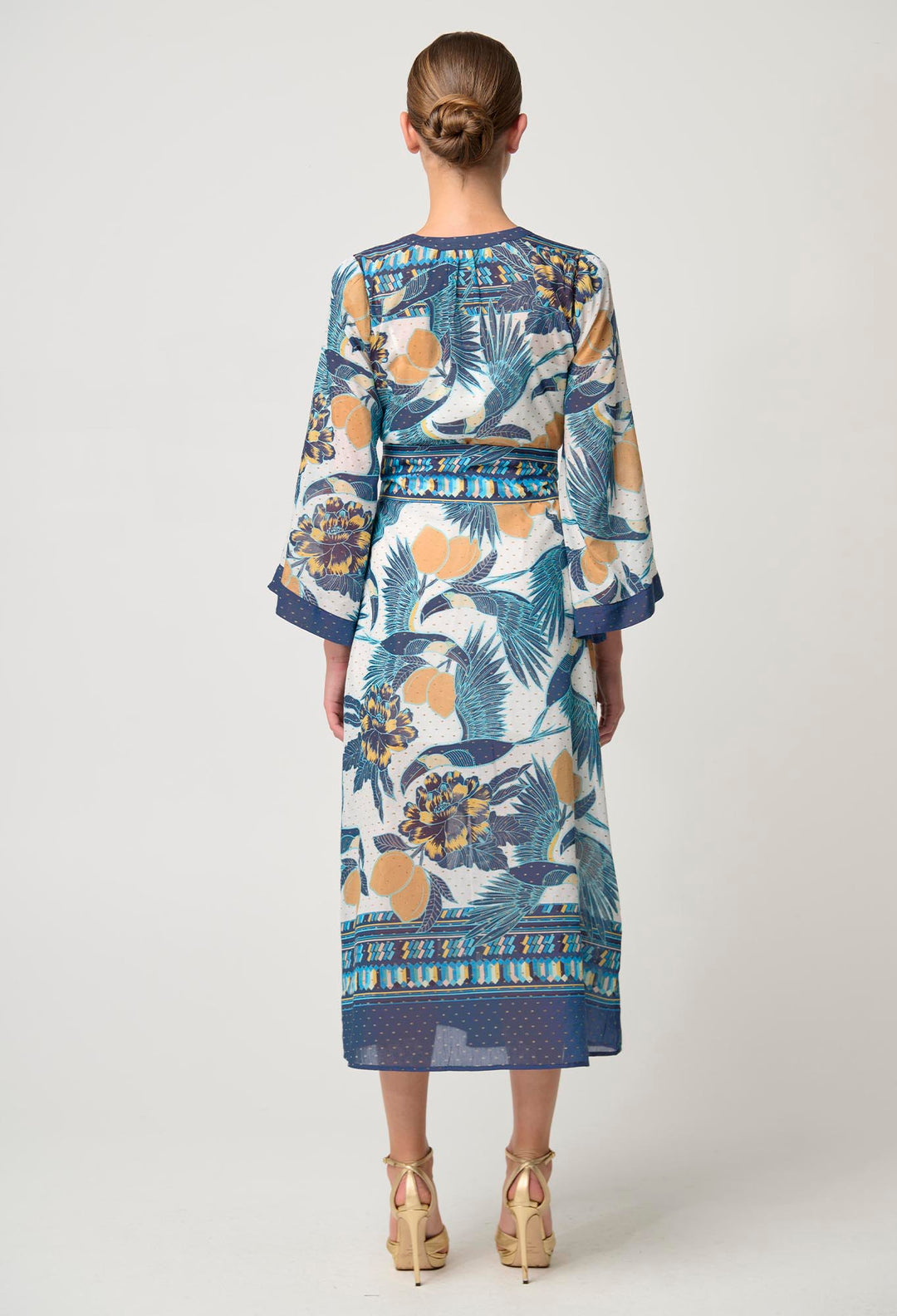 Kimona Cotton Silk Dress in Tukano Print