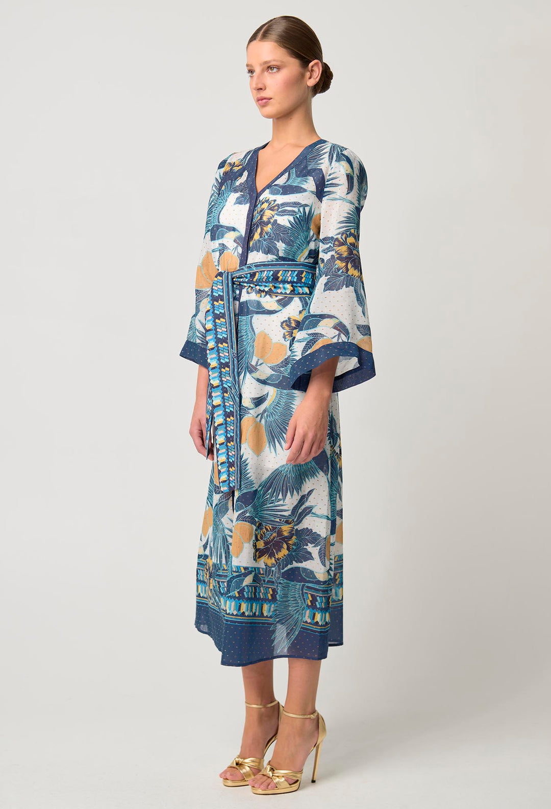 Kimona Cotton Silk Dress in Tukano Print