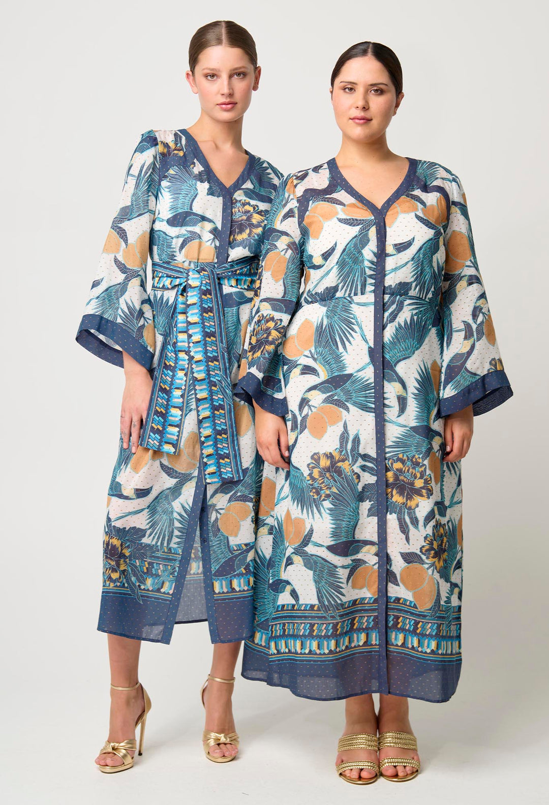 Kimona Cotton Silk Dress in Tukano Print