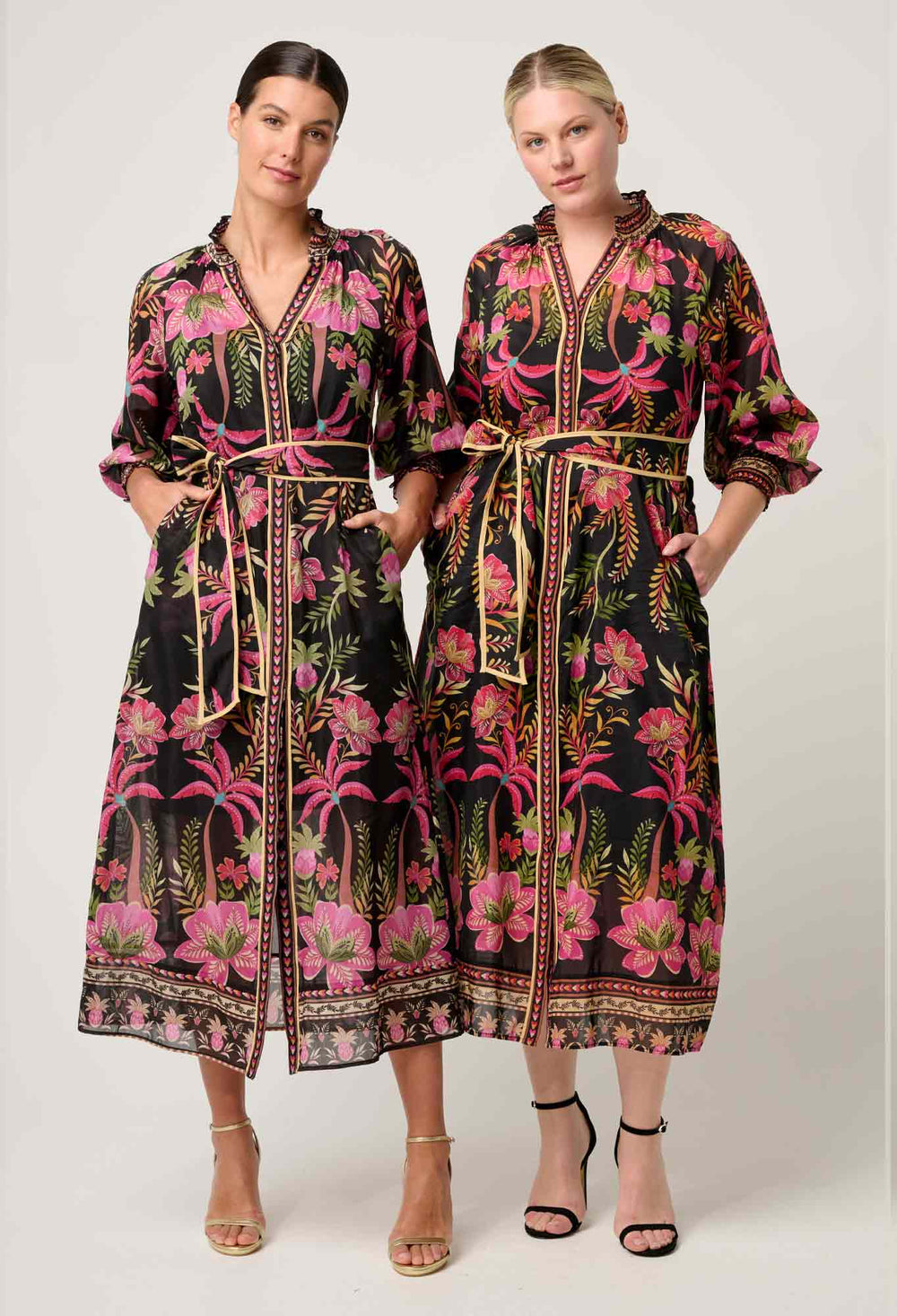 Carmen Silk Cotton Maxi Dress in Anthos Lótos