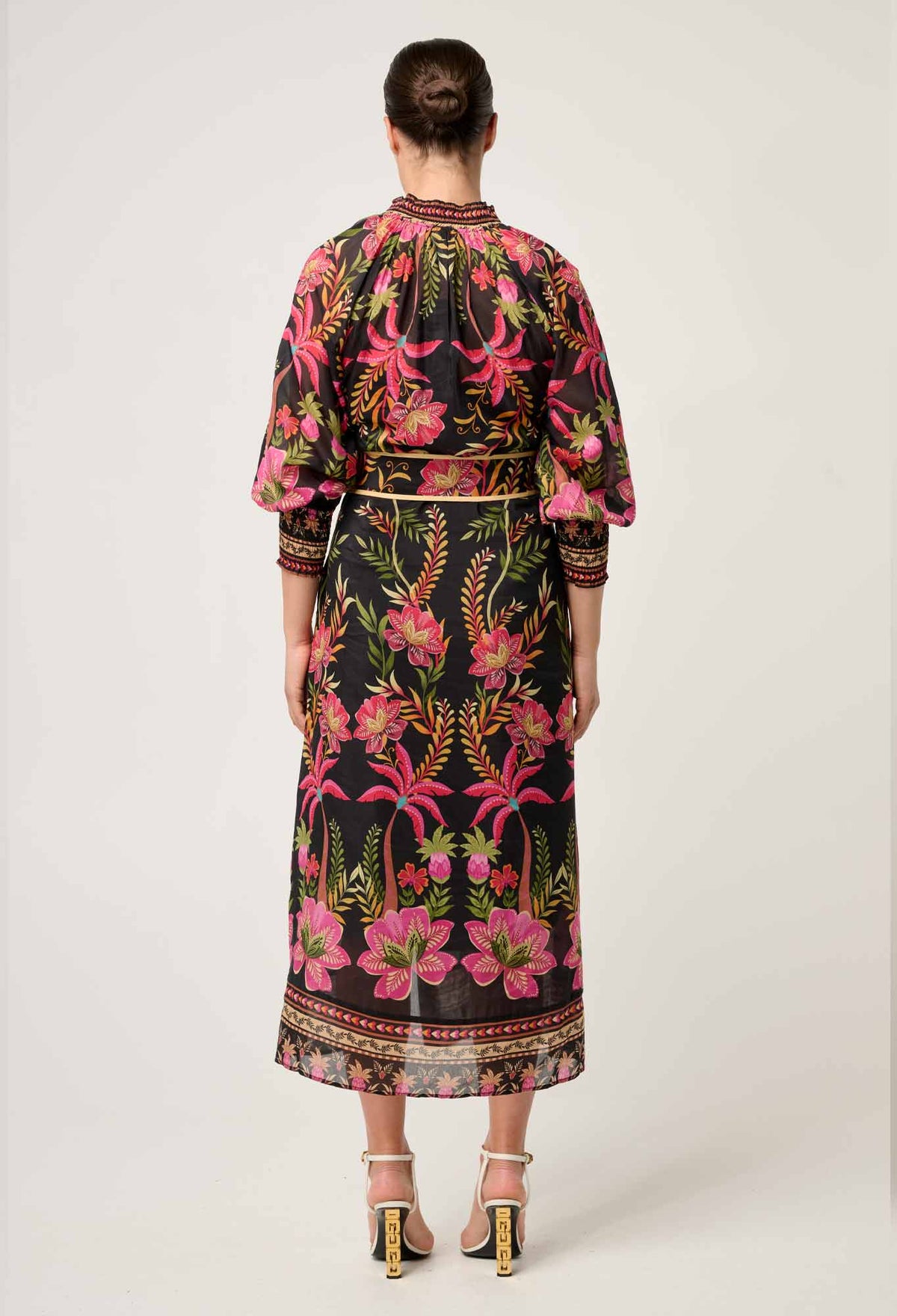 OnceWas Carmen Silk Cotton Maxi Dress in Anthos Lótos