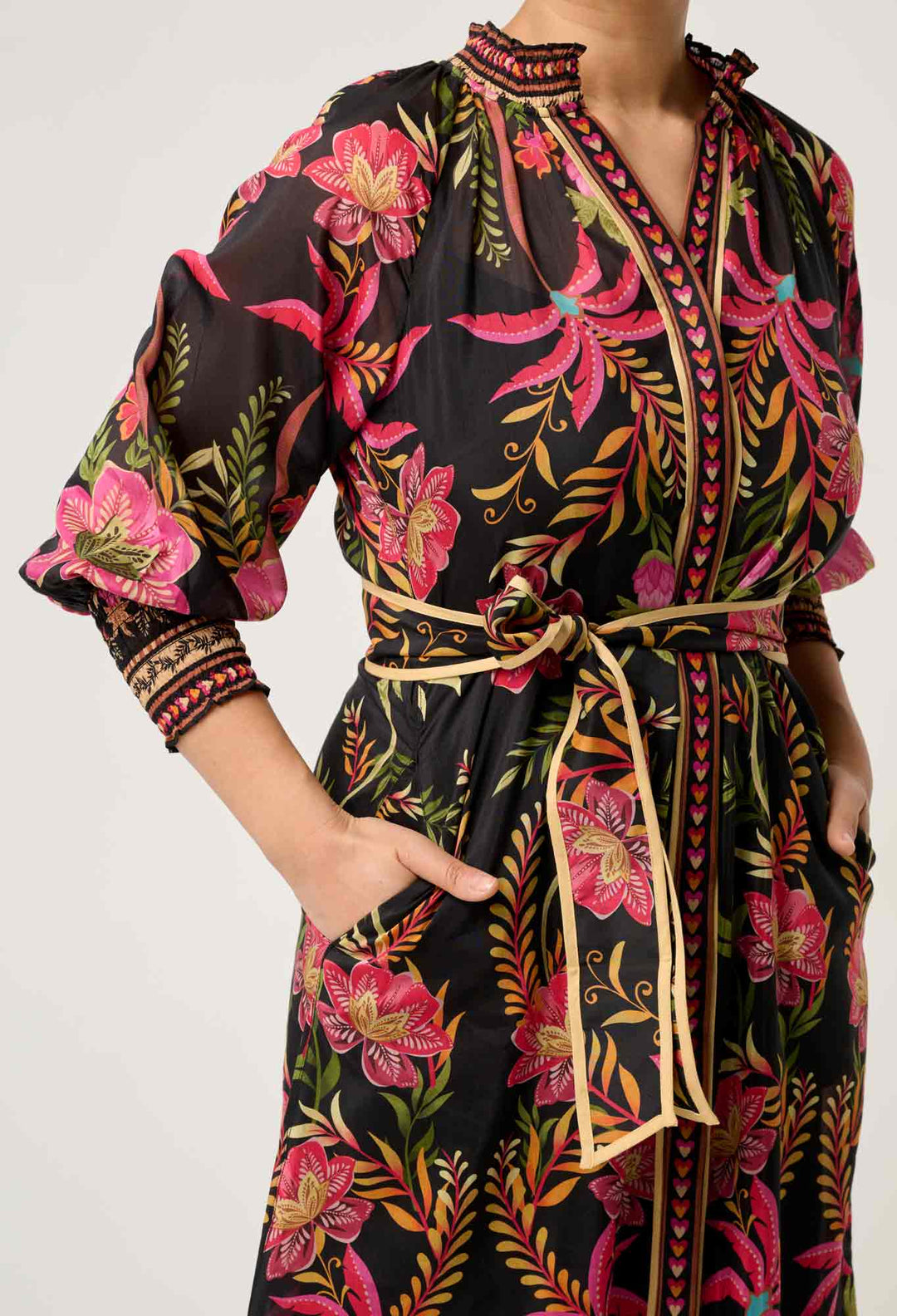 PETITE Carmen Silk Cotton Maxi Dress in Anthos Lótos