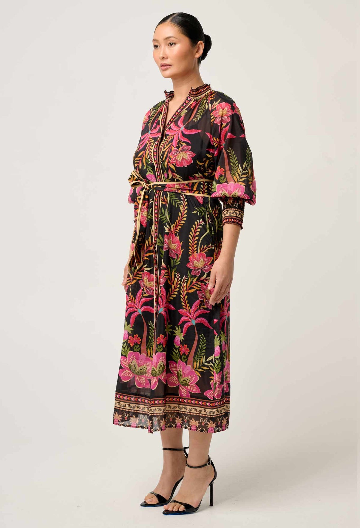 UNDER 5'4 Carmen Cotton Silk Maxi Dress in Anthos Lótos