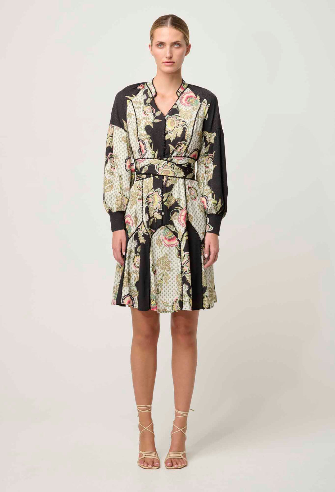 OnceWas PETITE Emersyn Linen Viscose  Dress in Mariposa Nero