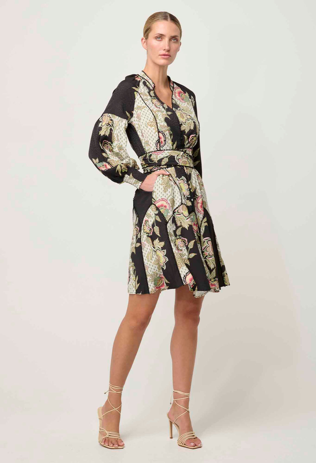 OnceWas PETITE Emersyn Linen Viscose  Dress in Mariposa Nero