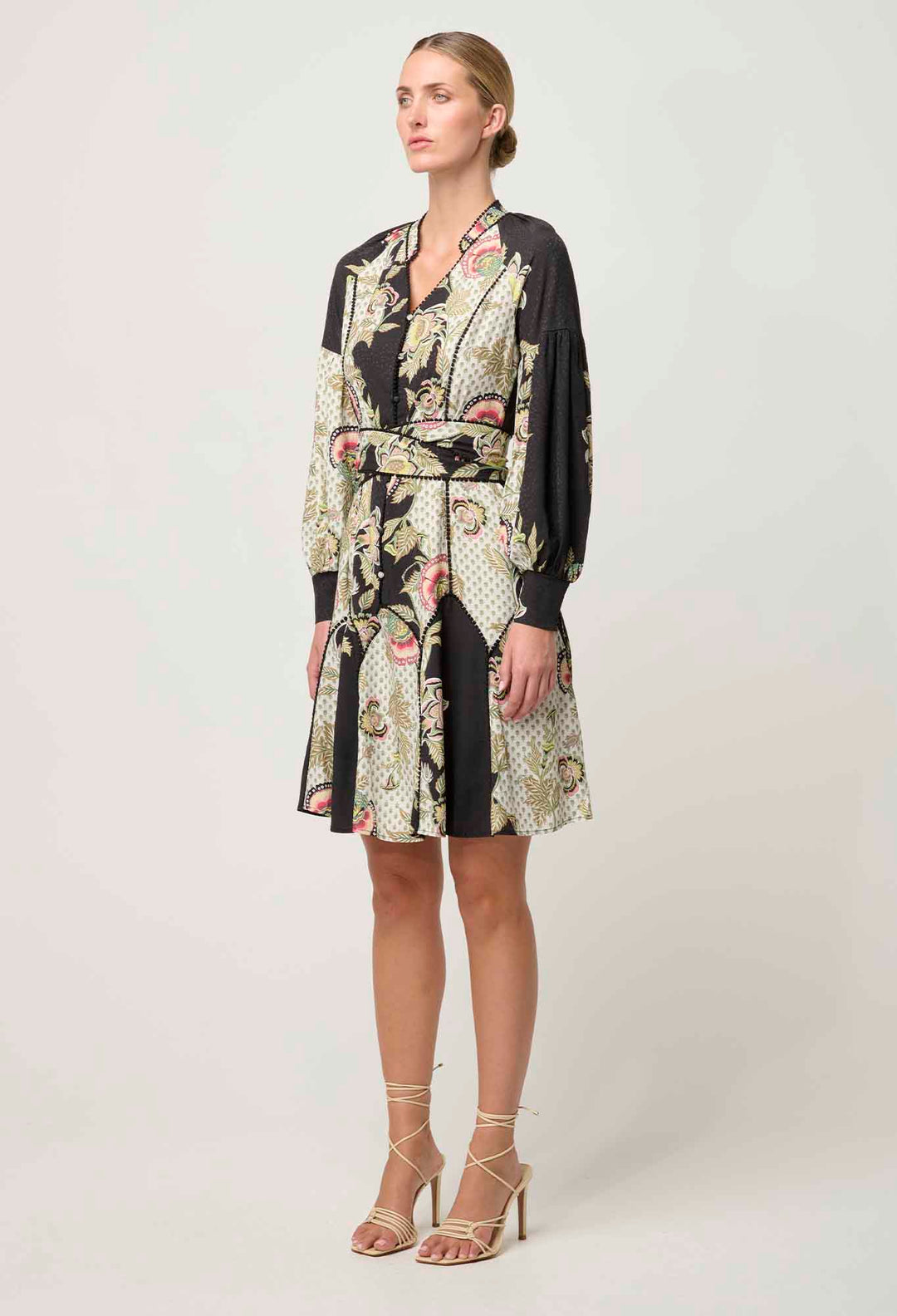 OnceWas PETITE Emersyn Linen Viscose  Dress in Mariposa Nero