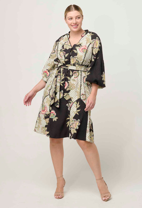 OnceWas PETITE Emersyn Linen Viscose  Dress in Mariposa Nero