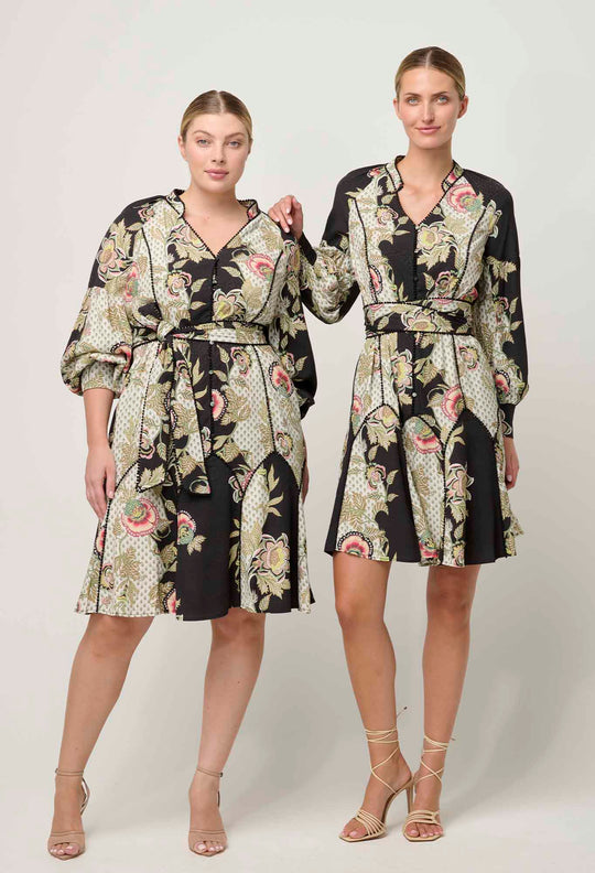 OnceWas PETITE Emersyn Linen Viscose  Dress in Mariposa Nero