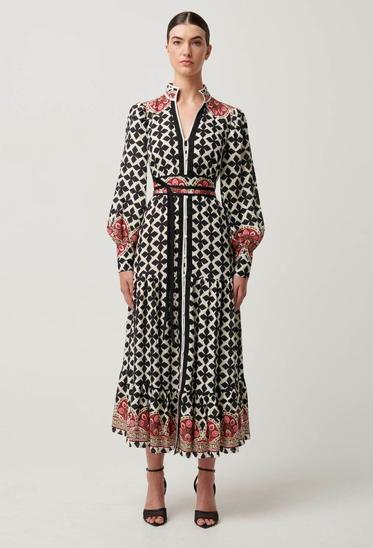 OnceWas Marielle Linen Viscose Maxi Dress in Country Tapestry