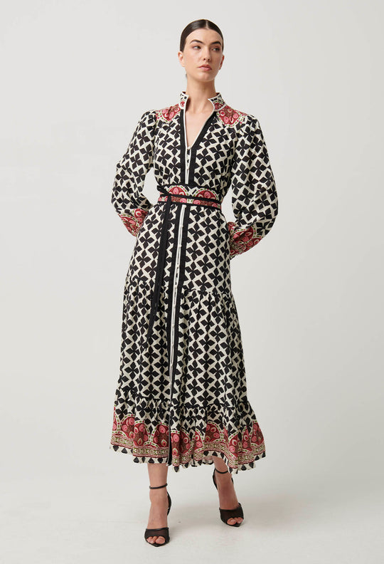 OnceWas Marielle Linen Viscose Maxi Dress in Country Tapestry