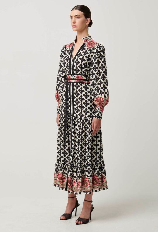 OnceWas Marielle Linen Viscose Maxi Dress in Country Tapestry