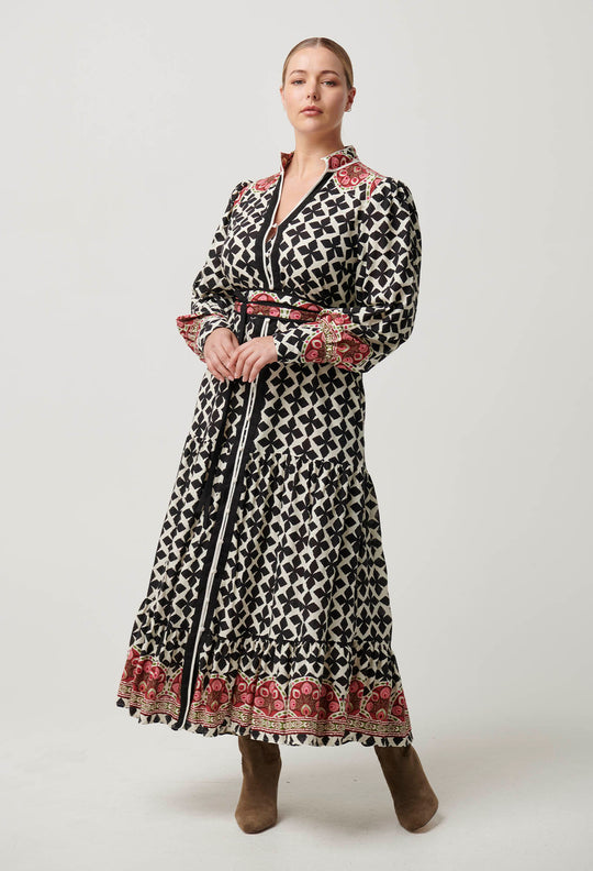 OnceWas Marielle Linen Viscose Maxi Dress in Country Tapestry