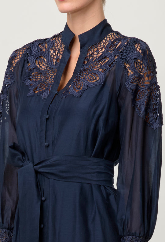 OnceWas Mirador Cotton Silk Maxi Dress in Night Sky