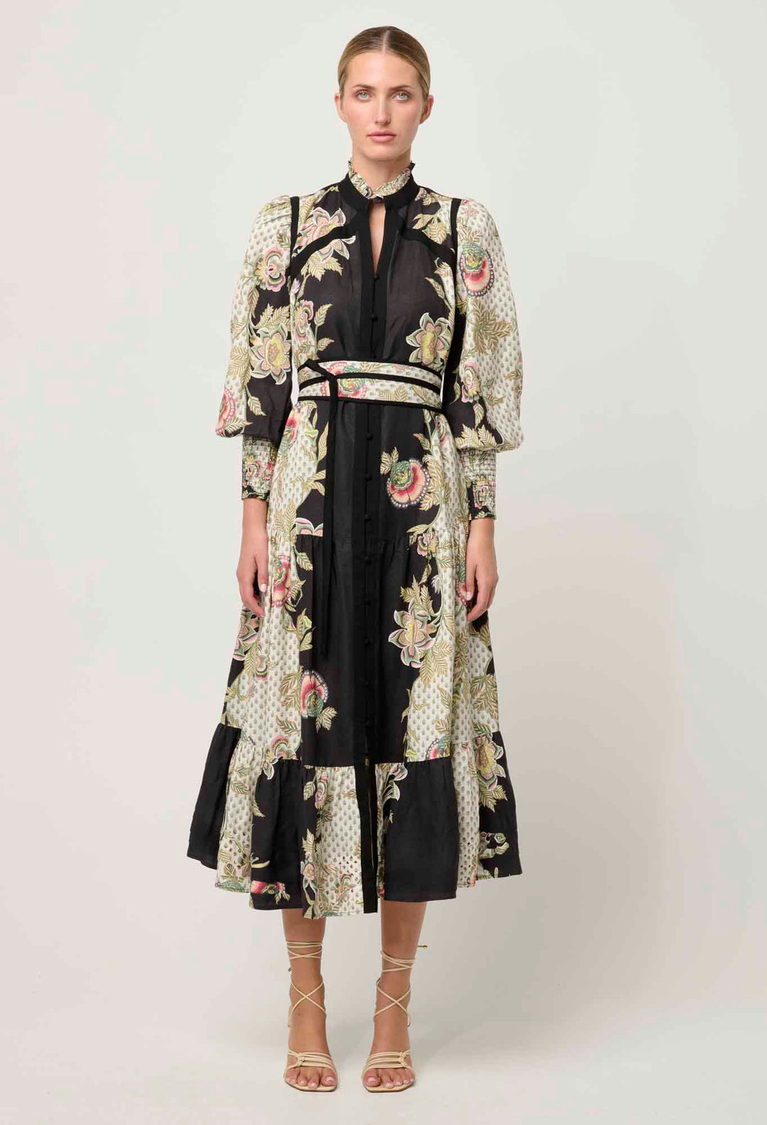 OnceWas PETITE Espada Linen Viscose Maxi Dress in Mariposa Nero