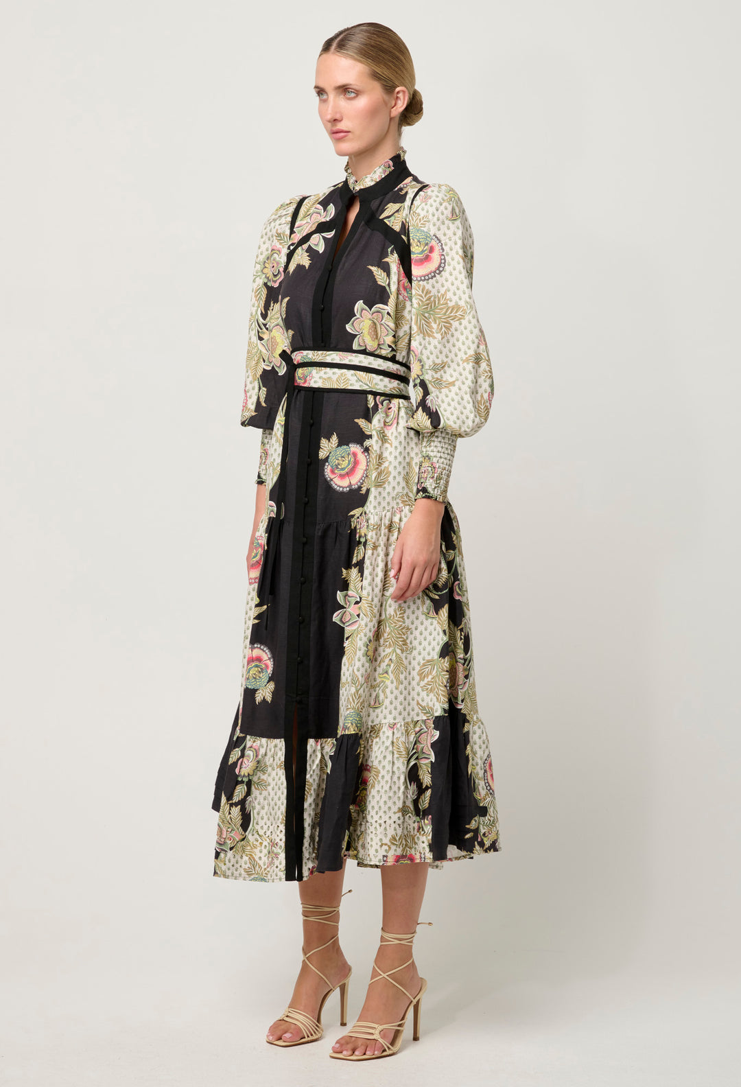 OnceWas PETITE Espada Linen Viscose Maxi Dress in Mariposa Nero