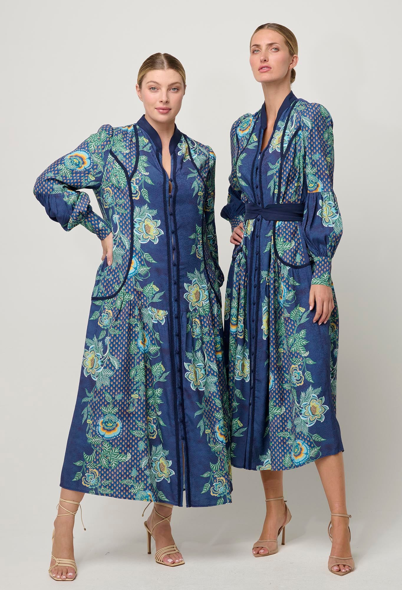 OnceWas Esmeralda Viscose Dobby Midi Dress in Mariposa Zafiro