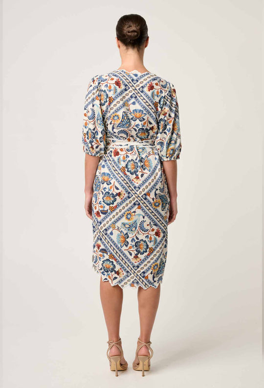 OnceWas Theia Viscose Scallop Embroidered Dressn Petinos Floros