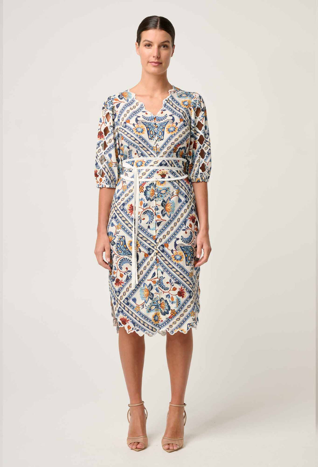 OnceWas Theia Viscose Scallop Embroidered Dressn Petinos Floros