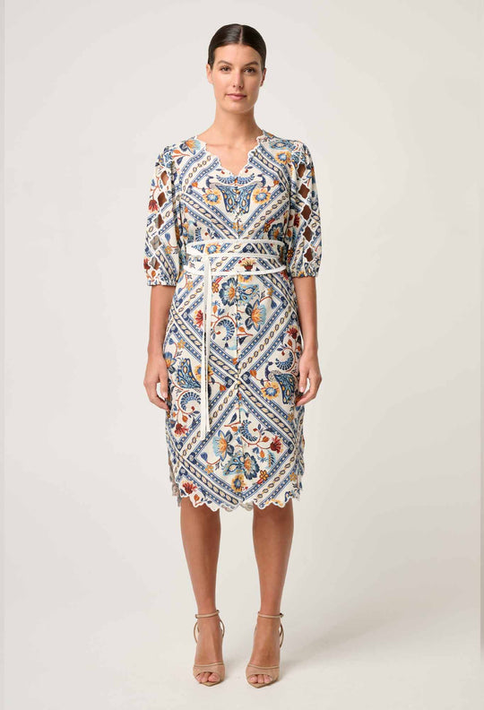 OnceWas Theia Viscose Scallop Embroidered Dressn Petinos Floros