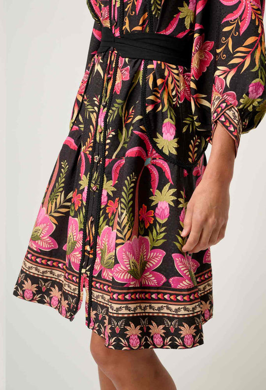 OnceWas Aurelia  Viscose Lace Dress in Anthos Lótos