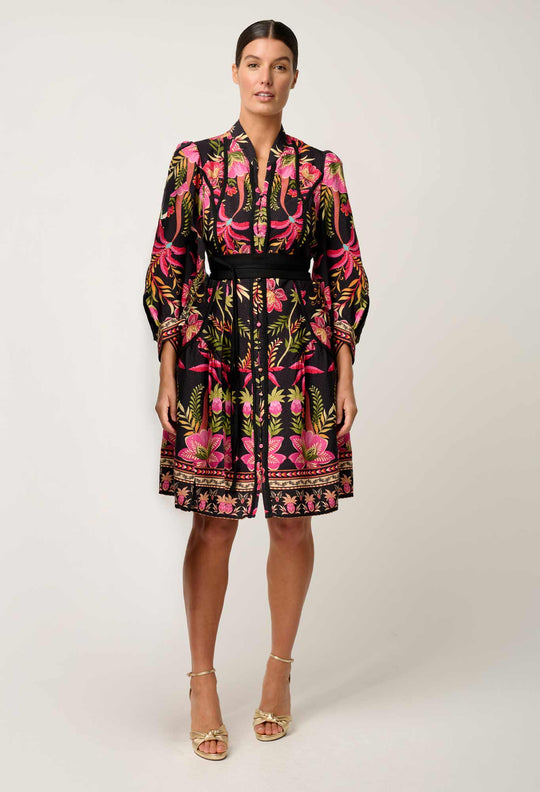 OnceWas Aurelia  Viscose Lace Dress in Anthos Lótos