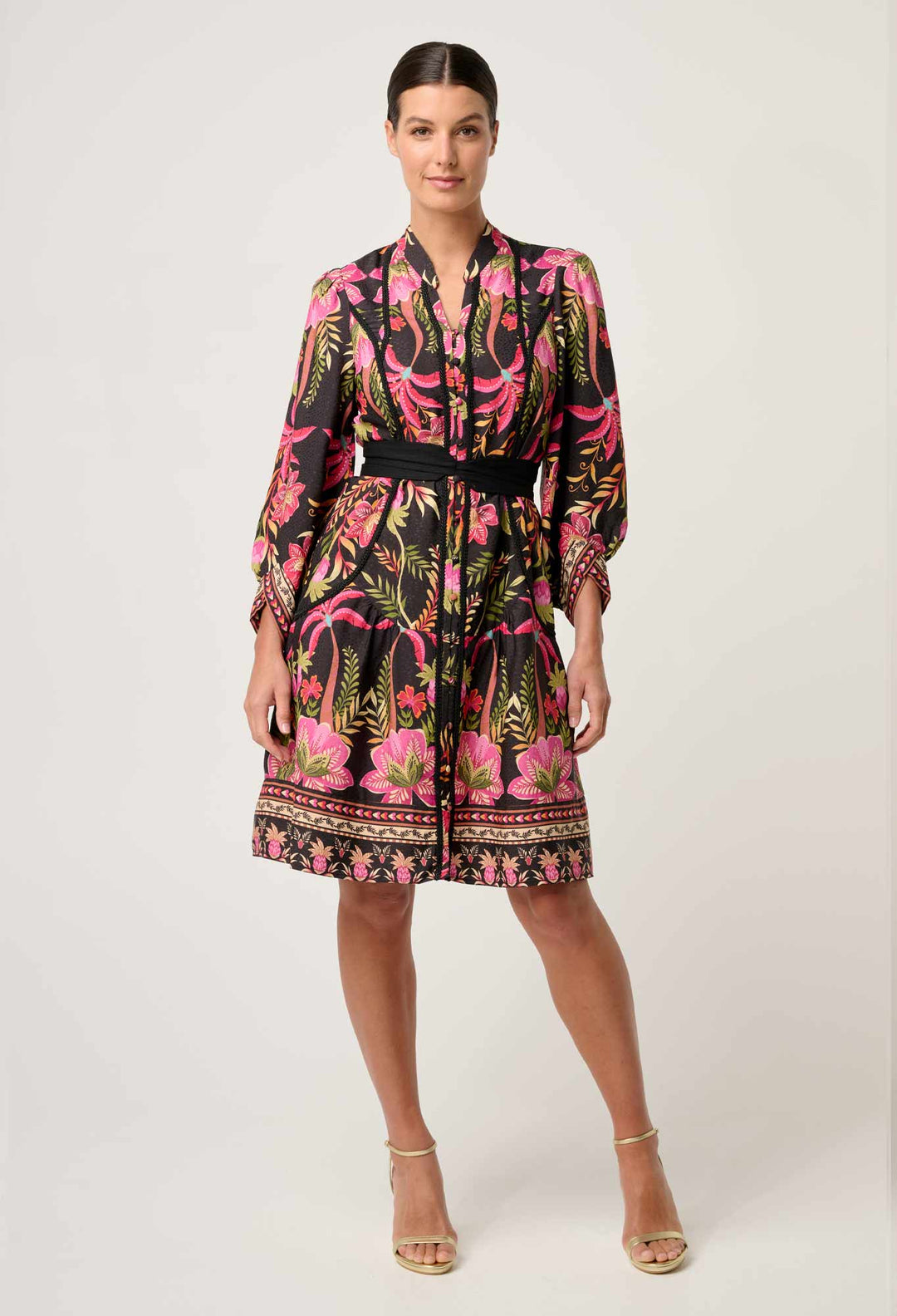 OnceWas Aurelia  Viscose Lace Dress in Anthos Lótos
