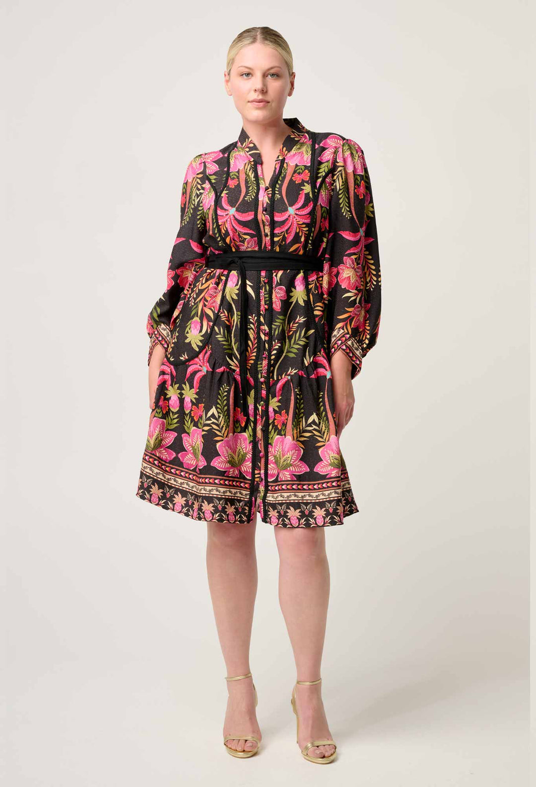 OnceWas Aurelia  Viscose Lace Dress in Anthos Lótos