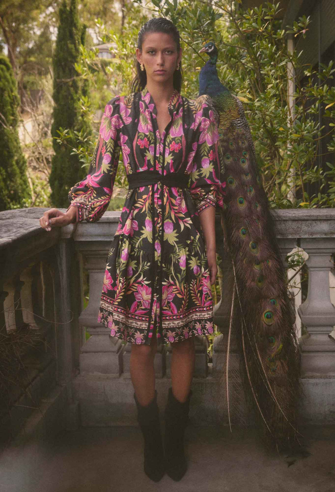 OnceWas Aurelia  Viscose Lace Dress in Anthos Lótos