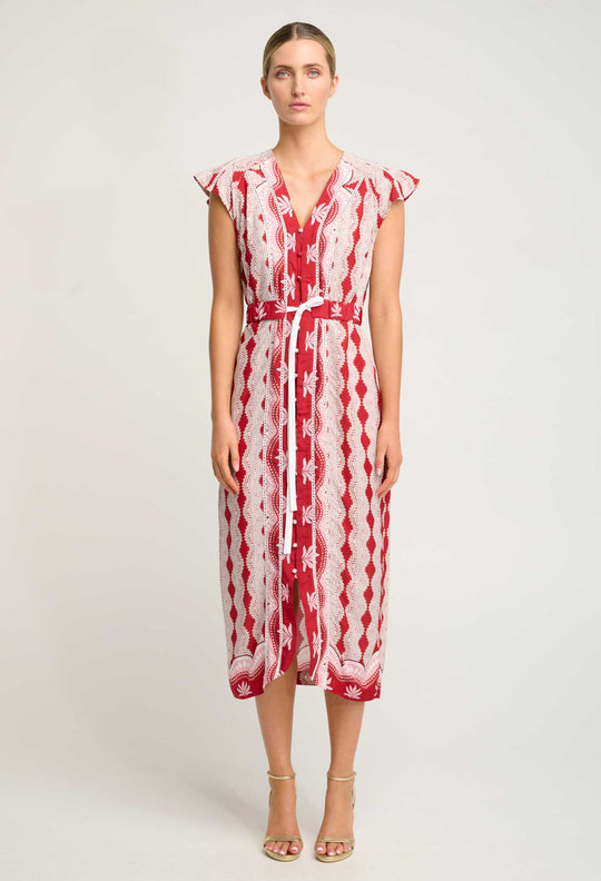 Maya Viscose Midi Dress in Marrakech Ruby