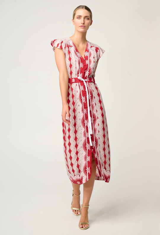Maya Viscose Midi Dress in Marrakech Ruby