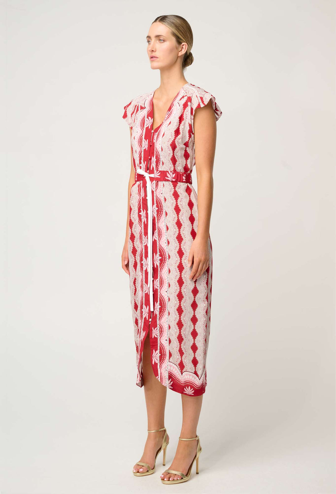 Maya Viscose Midi Dress in Marrakech Ruby