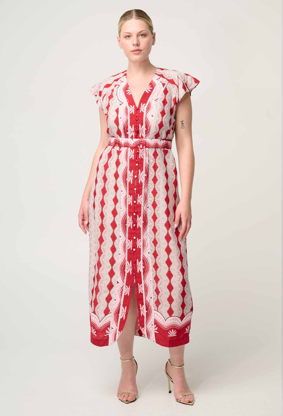 Maya Viscose Midi Dress in Marrakech Ruby