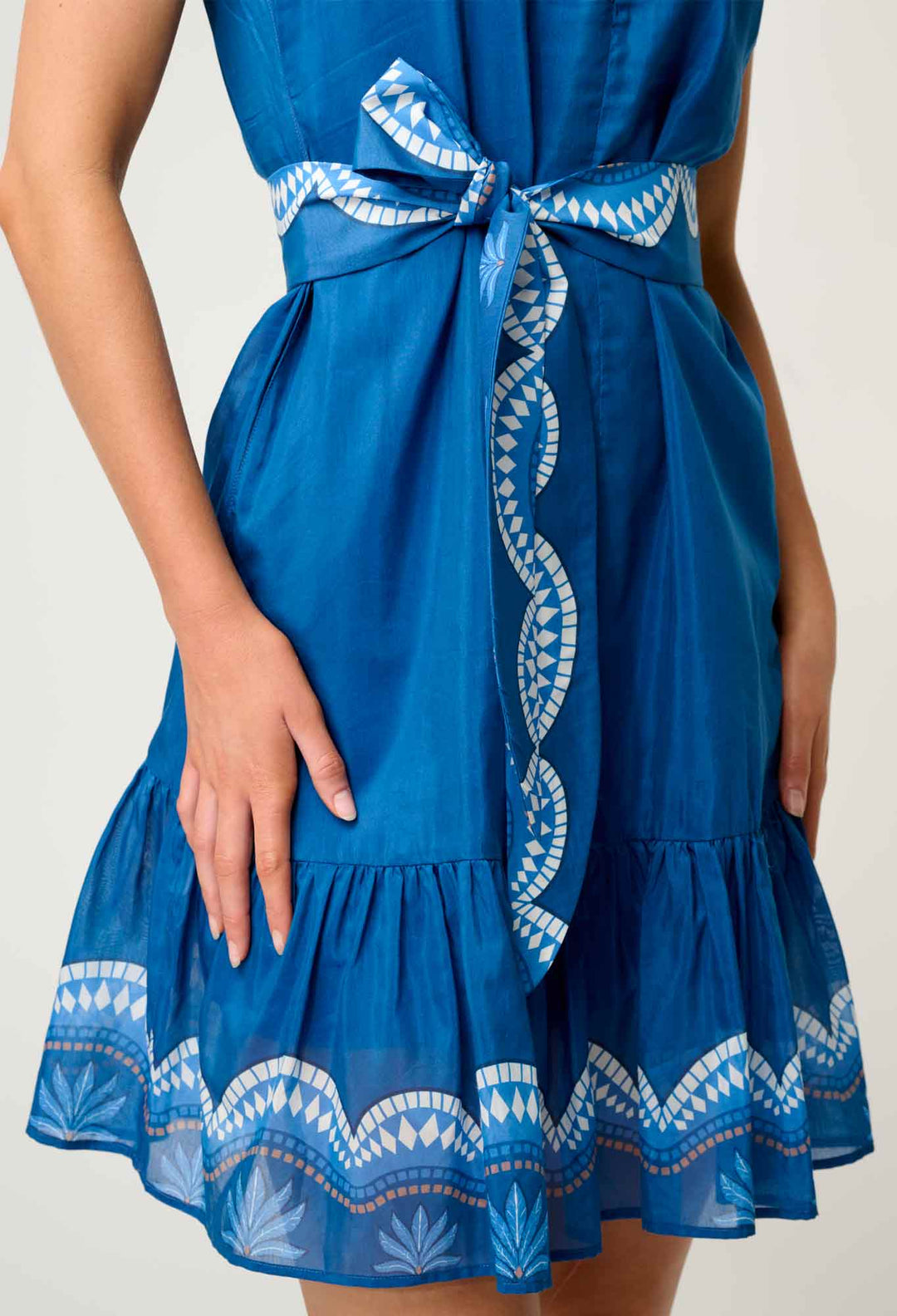 OnceWas Lilia Cotton Silk Dress in Topaz