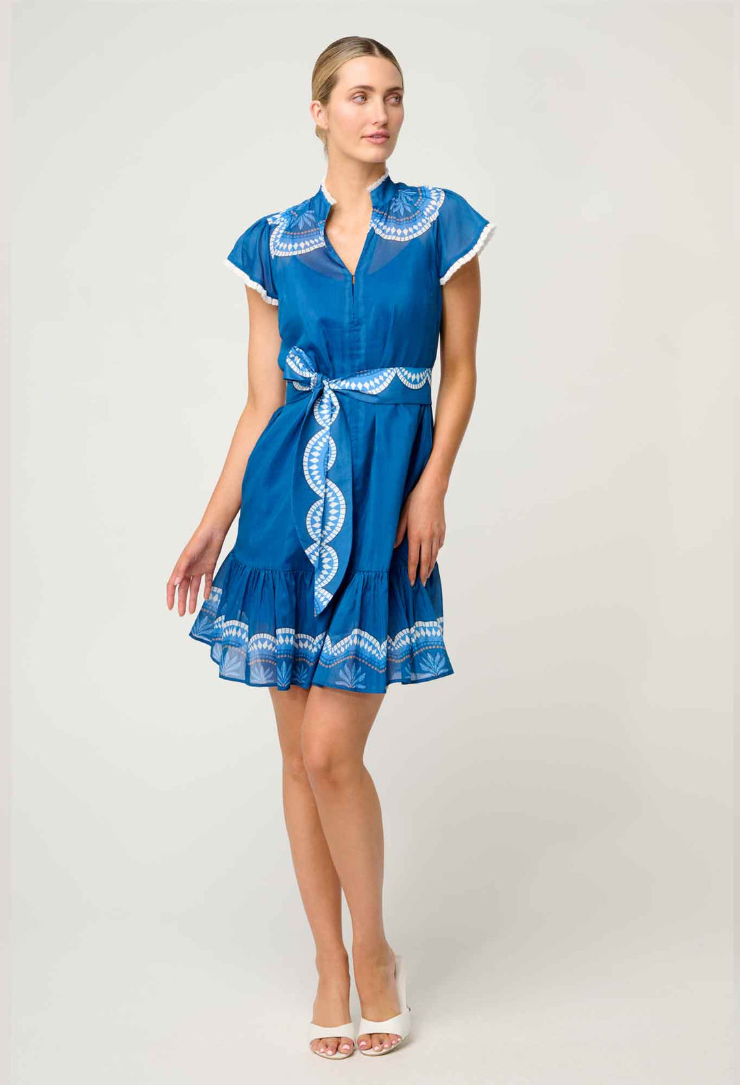 OnceWas Lilia Cotton Silk Dress in Topaz
