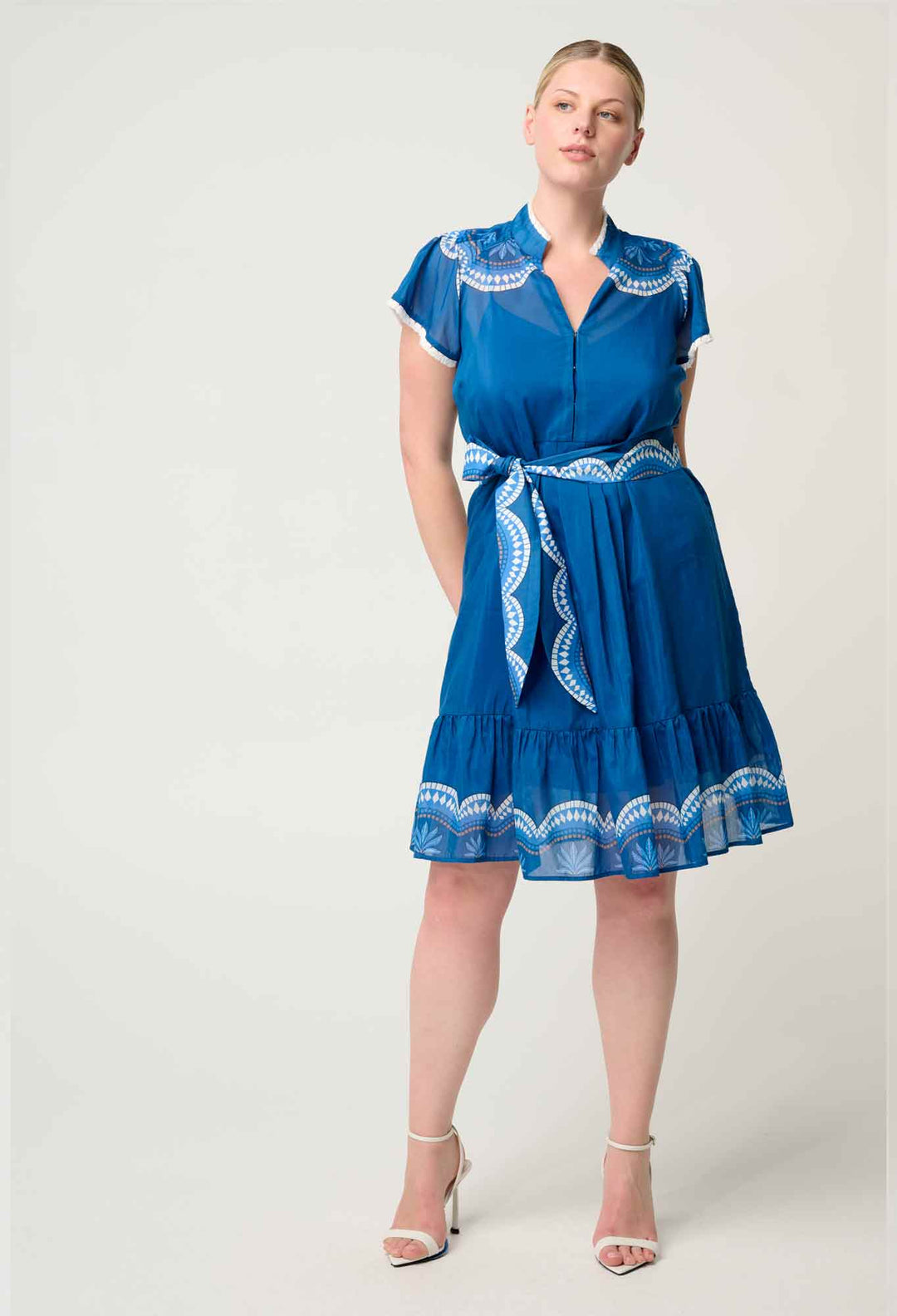 OnceWas Lilia Cotton Silk Dress in Topaz