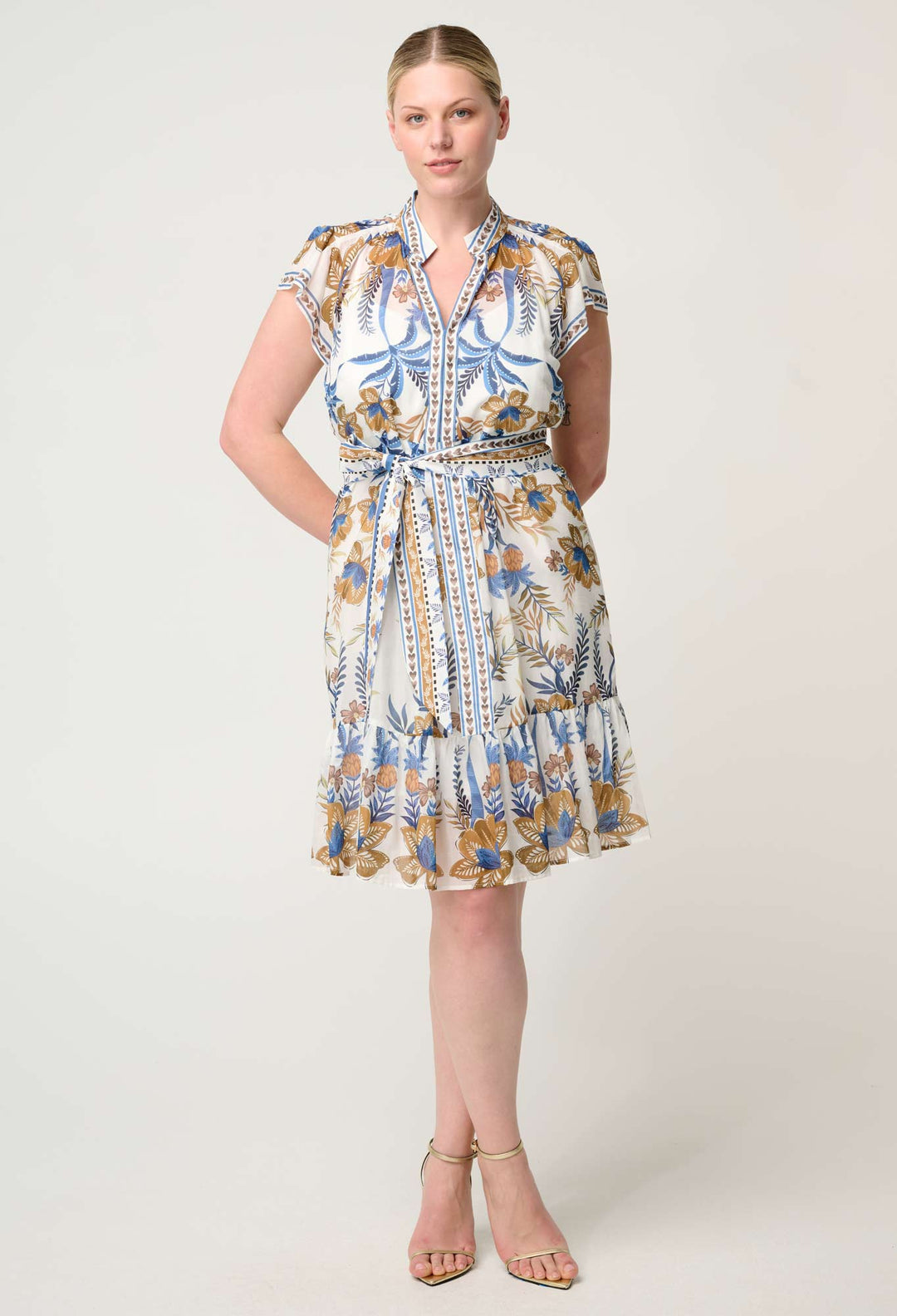 Soraya Cotton Silk Dress in Golden Medina