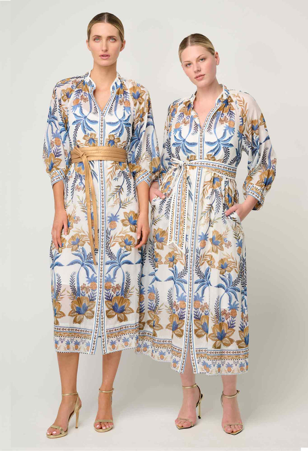 OnceWas Carmen Silk Cotton Maxi Dress in Golden Medina