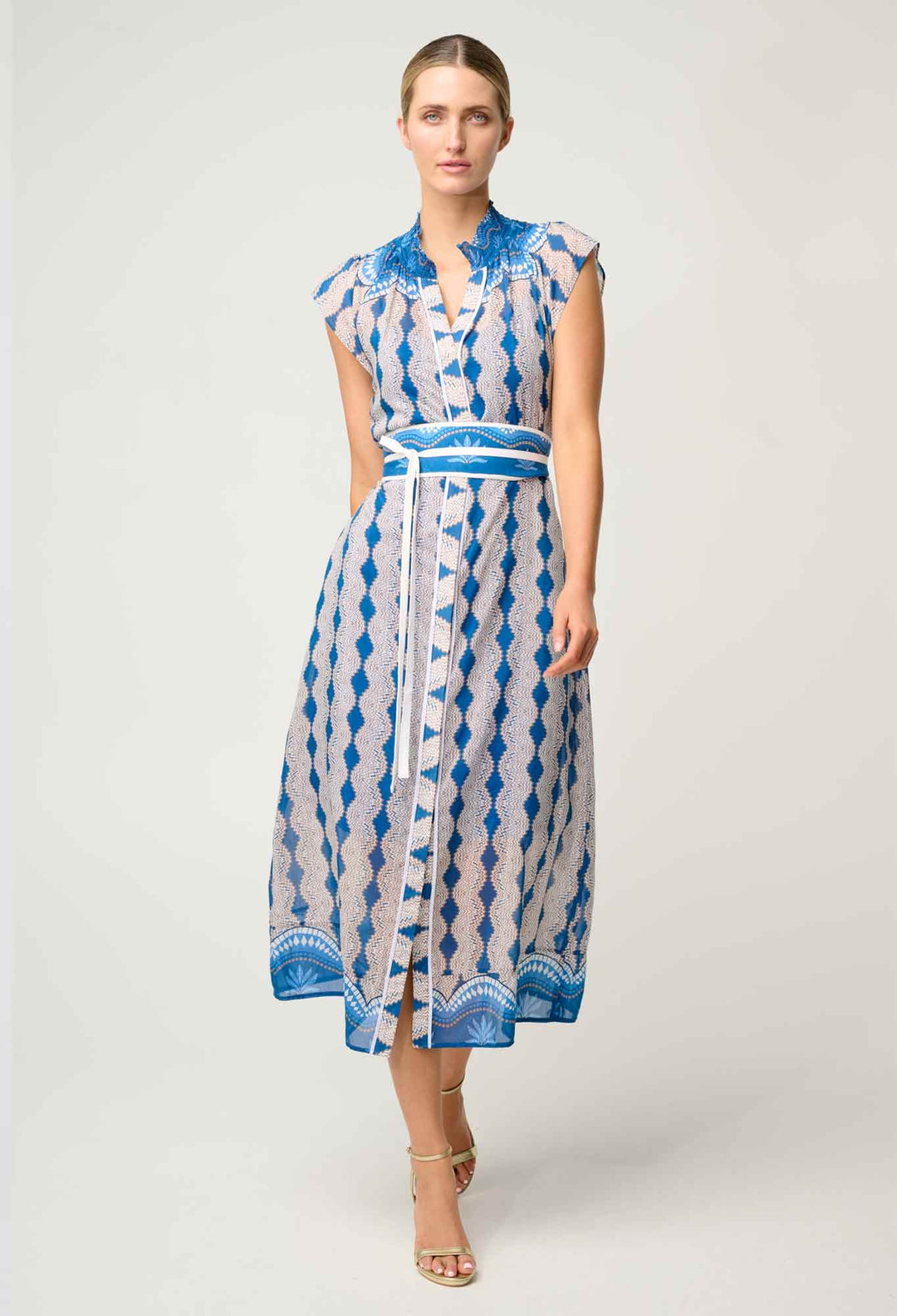 Rimal Cotton Silk Maxi Dress in Marrakech Topaz