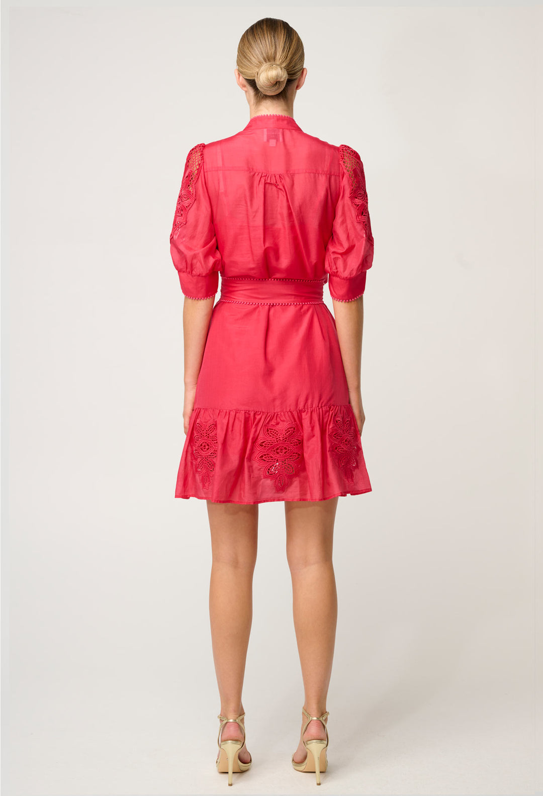 OnceWas Jamila Silk Cotton Dress in Ruby