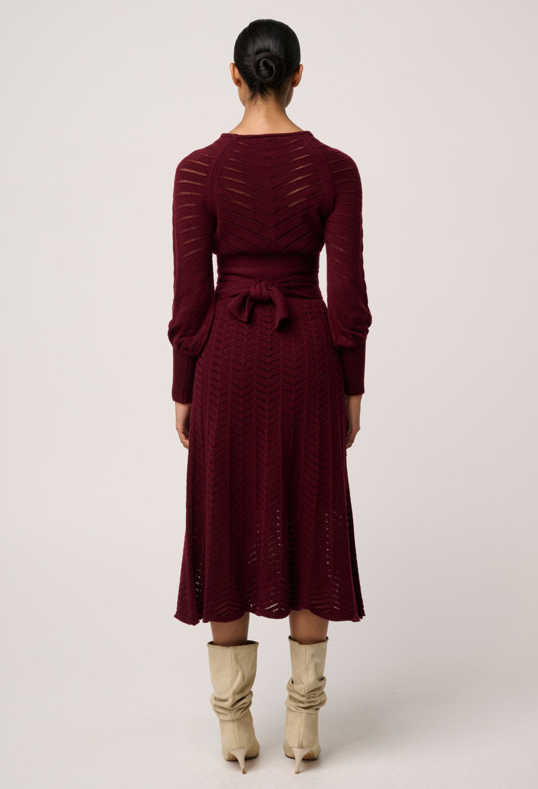 OnceWas Mirelle Wool Blend Knit Dress in Bordeaux
