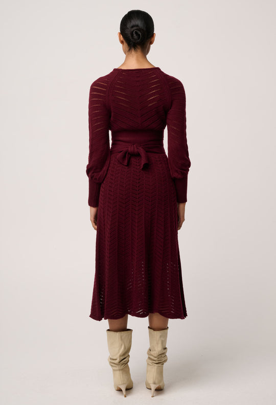 OnceWas Mirelle Wool Blend Knit Dress in Bordeaux