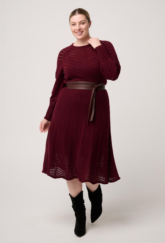OnceWas Mirelle Wool Blend Knit Dress in Bordeaux