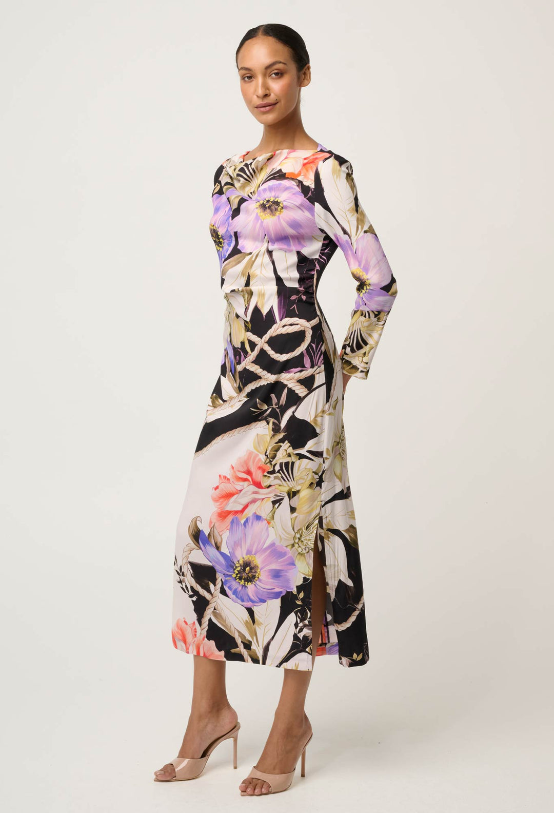 OnceWas Jayden Cupro Viscose Stretch Dress in Tangled Blossom