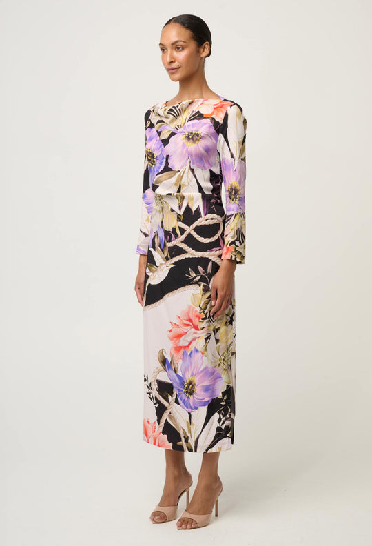 OnceWas Jayden Cupro Viscose Stretch Dress in Tangled Blossom