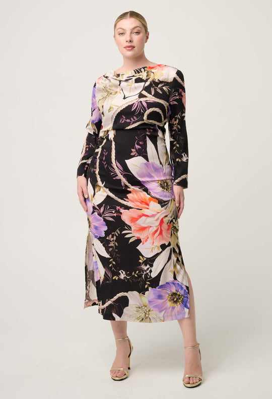 OnceWas Jayden Cupro Viscose Stretch Dress in Tangled Blossom