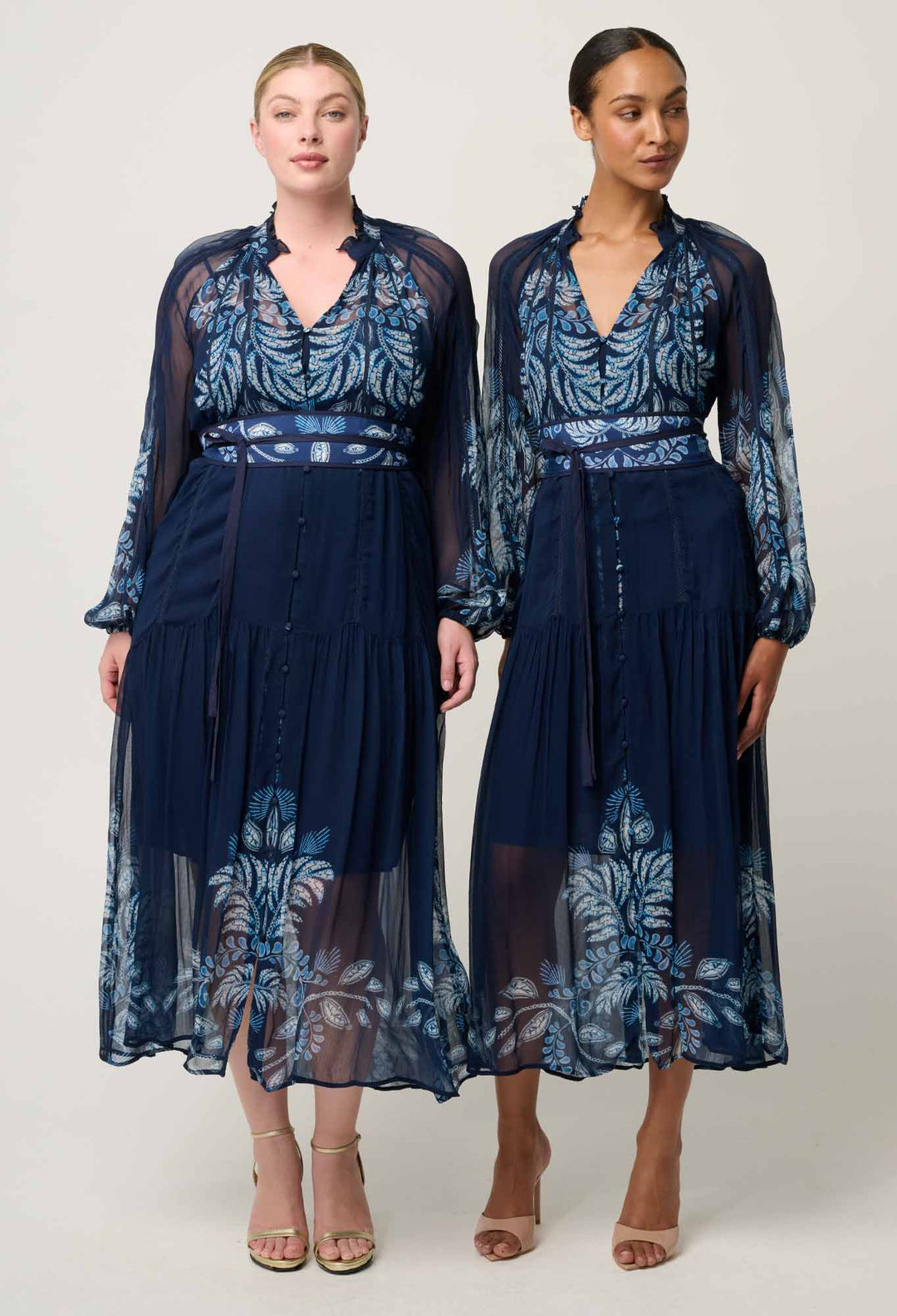 OnceWas Sloane Viscose Chiffon Print Midi Dress  in Moonlit Batik