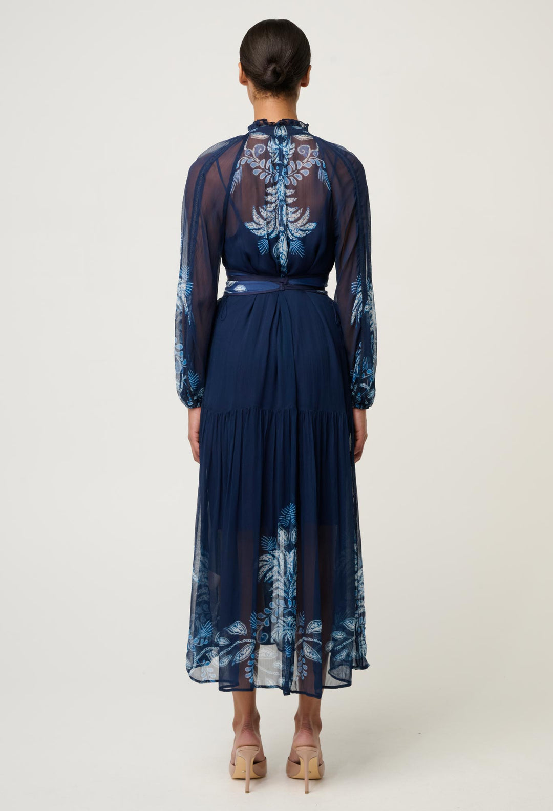 OnceWas Sloane Viscose Chiffon Print Midi Dress  in Moonlit Batik