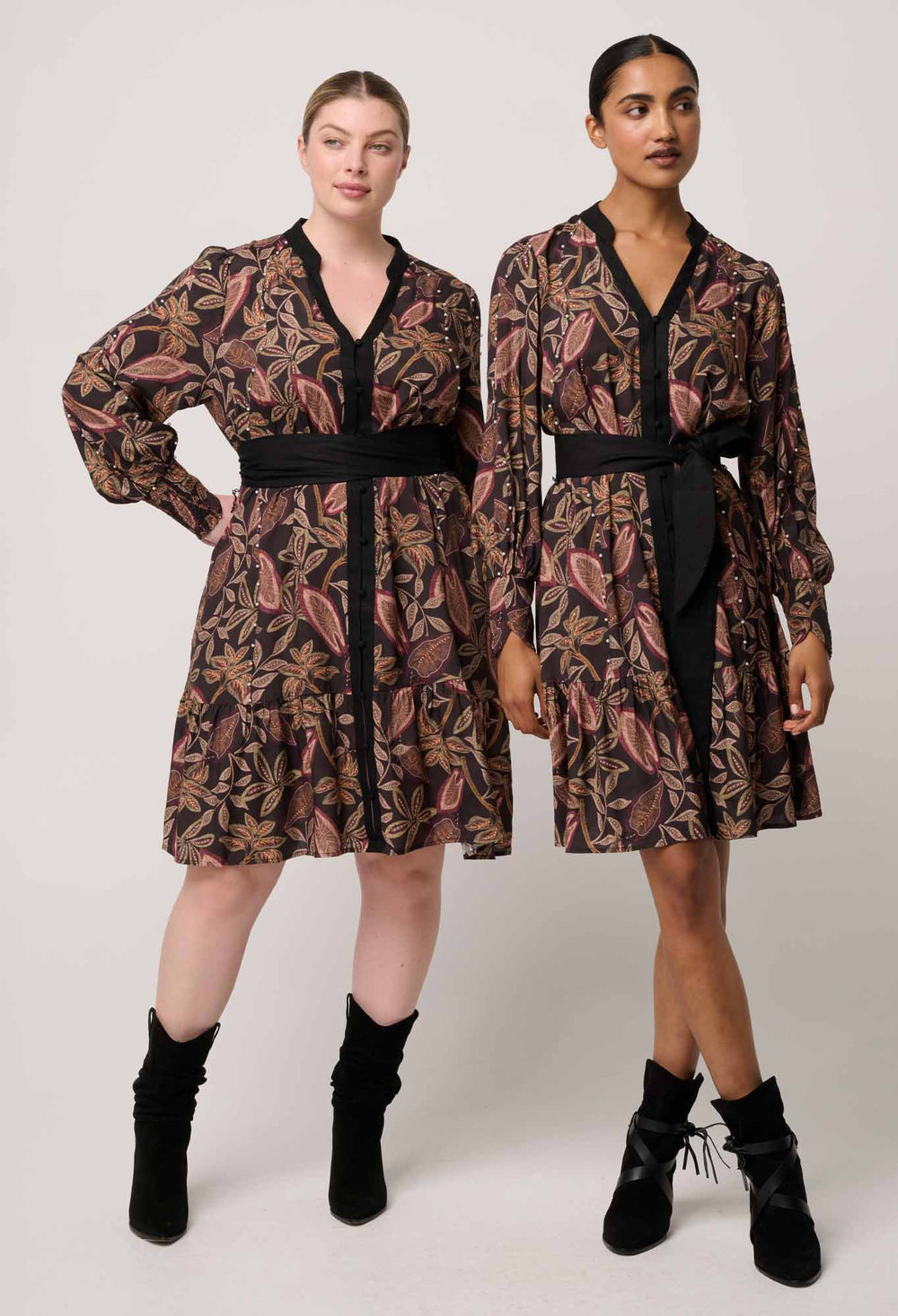 OnceWas Cecilia Pearl Embellished Linen Dress in Dark Tropique